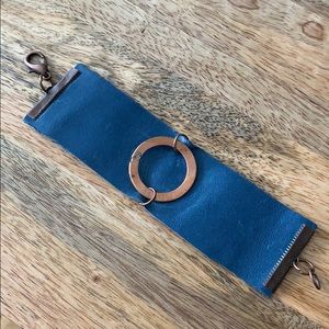 Blue Leather & Copper Bracelet